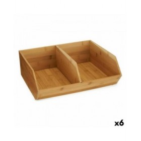 Scatola per Sistemare Impilabile Kinvara JWKW-5152 (2) Marrone Bambù 34,5 x 13 x 31 cm (6 Unità)