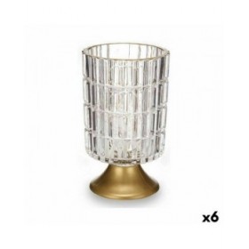Torcia a LED Trasparente Dorato Vetro 10,7 x 18 x 10,7 cm (6 Unità)
