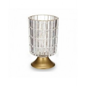 Torcia a LED Trasparente Dorato Vetro 10,7 x 18 x 10,7 cm (6 Unità)