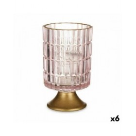 Torcia a LED Rosa Dorato Vetro 10,7 x 18 x 10,7 cm (6 Unità)