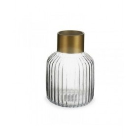 Vaso Trasparente Dorato Vetro 14,5 x 22 x 14,5 cm (6 Unità)