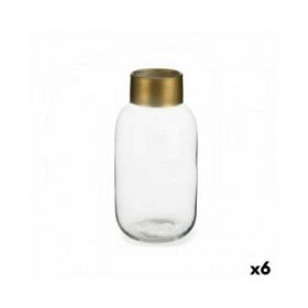 Vaso Trasparente Dorato Vetro 11,5 x 24 x 11,5 cm (6 Unità)