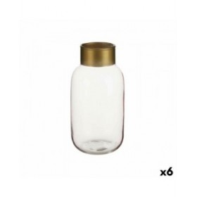 Vaso Rosa Dorato Vetro 11,5 x 24 x 11,5 cm (6 Unità)