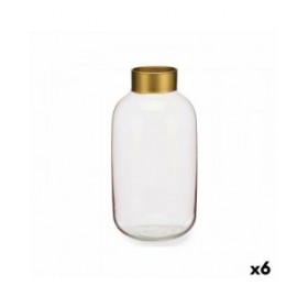 Vaso Rosa Dorato Vetro 14,5 x 29,5 x 14,5 cm (6 Unità)