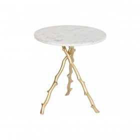 Tavolo aggiuntivo DKD Home Decor Dorato Bianco Marmo Ferro 45 x 45 x 50 cm