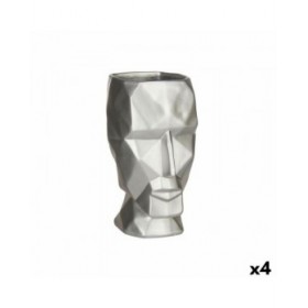 Vaso 3D Viso Argentato Poliresina 12 x 24,5 x 16 cm (4 Unità)