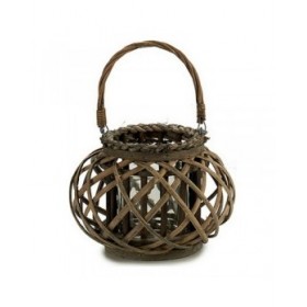 Portacandele 30 x 18,5 x 23 cm Marrone Vetro vimini (6 Unità)