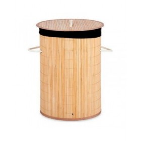 Cesto per i Panni Sporchi Kipit BA1315-436 Nero Naturale Metallo Bambù Legno MDF 48 L (4 Unità)