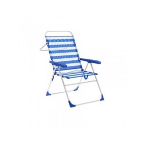 Marbueno Sedia Pieghevole 5 Posizioni Alluminio Righe Blu e Bianco Spiaggia e Piscina 59X61X97 cm 10315