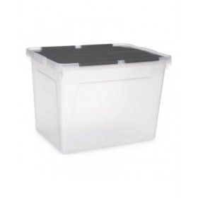 Scatola portaoggetti con coperchio Kipit 87953 Trasparente Antracite Plastica 48 L (6 Unità)
