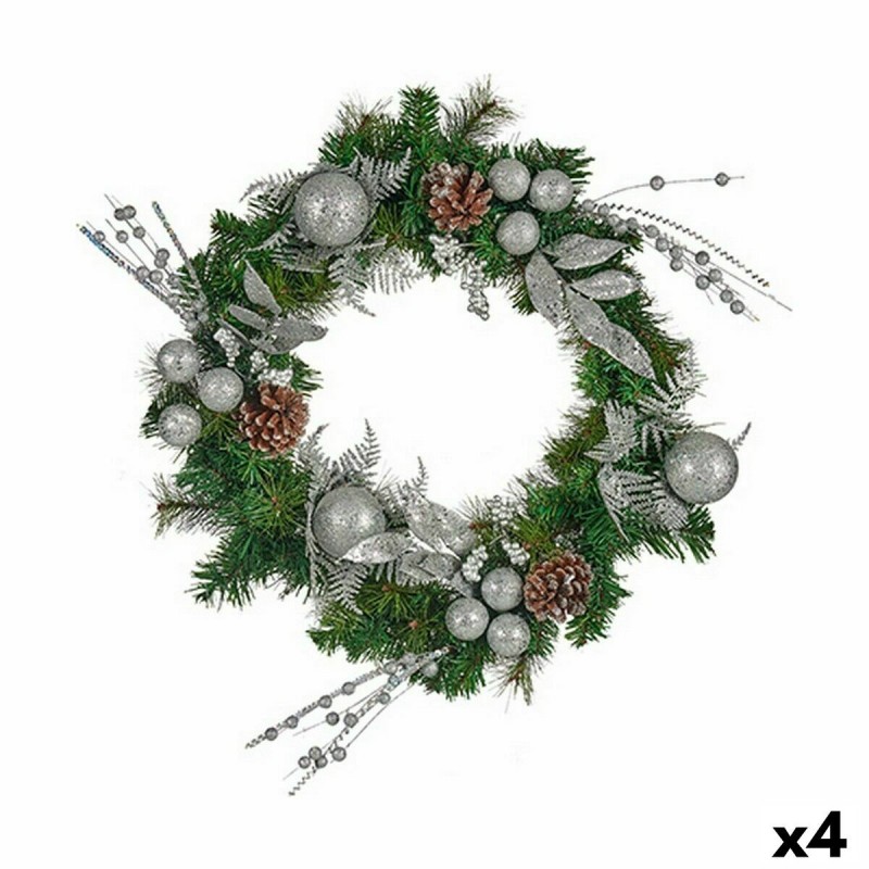 Ghirlanda di Natale Krist+ K1912698-1 Verde Argentato 60 x 13 x 60 cm (4 Unità)