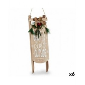 Decorazione pensile Insegna Slitta Beige Legno MDF 20 x 5 x 69 cm (6 Unità)