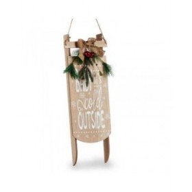 Decorazione pensile Insegna Slitta Beige Legno MDF 20 x 5 x 69 cm (6 Unità)