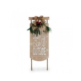 Decorazione pensile Insegna Slitta Beige Legno MDF 20 x 5 x 69 cm (6 Unità)