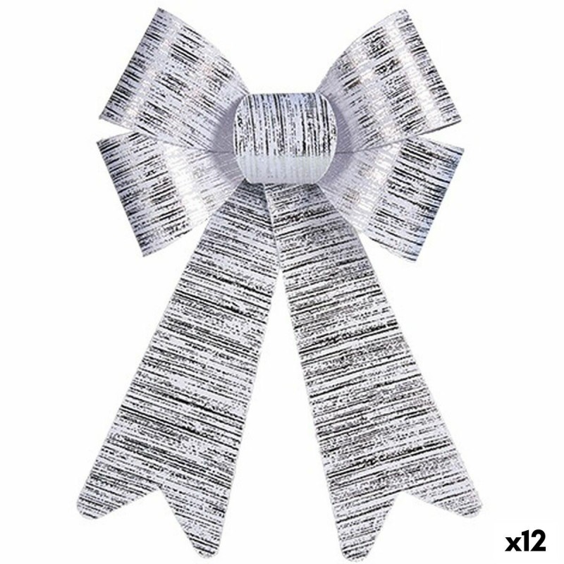 Fiocco Krist+ HJ1-12006 Argentato PVC 16 x 24 x 4 cm Decorazione Natalizia (12 Unità)