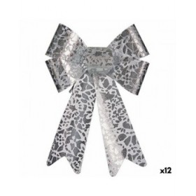 Fiocco Krist+ HJ1-12011 Argentato PVC Stampa 16 x 24 x 4 cm Decorazione Natalizia (12 Unità)