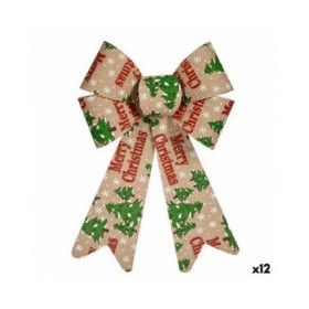 Fiocco Merry Christmas Decorazione Natalizia Multicolore PVC 16 x 24 x 4 cm (12 Unità)