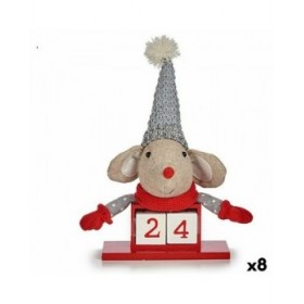 Statua Decorativa Krist+ FG18-0705C-R Rosso Grigio Mouse 20 x 11 x 20 cm Calendario (8 Unità)