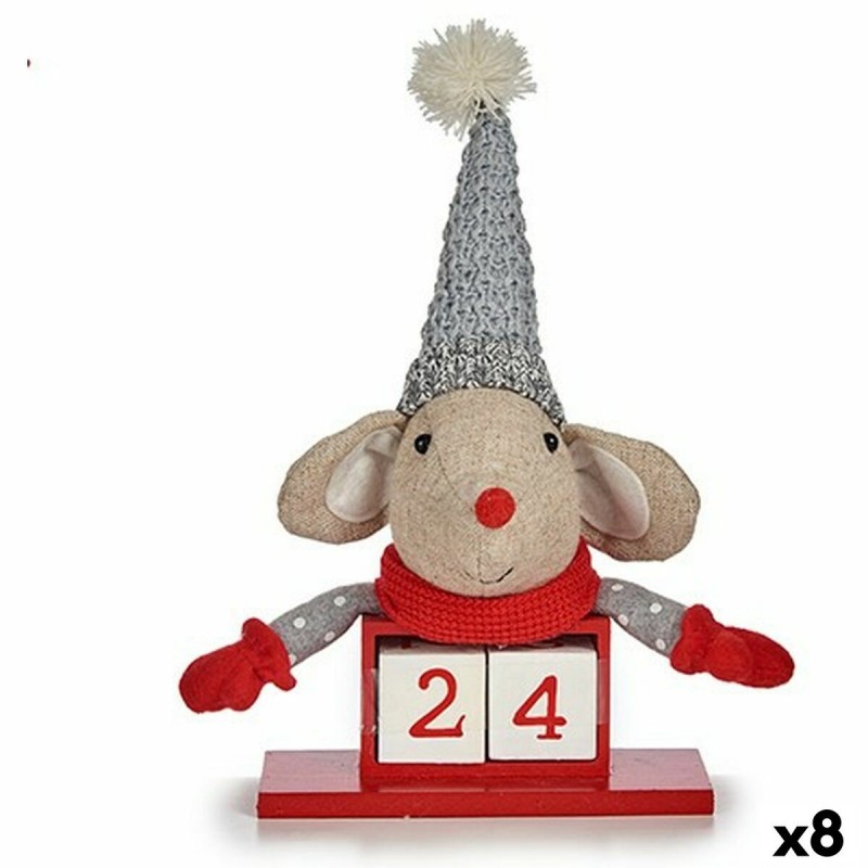 Statua Decorativa Krist+ FG18-0705C-R Rosso Grigio Mouse 20 x 11 x 20 cm Calendario (8 Unità)