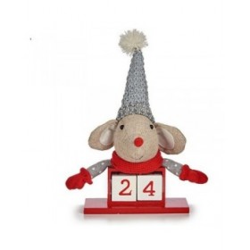 Statua Decorativa Krist+ FG18-0705C-R Rosso Grigio Mouse 20 x 11 x 20 cm Calendario (8 Unità)