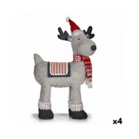 Statua Decorativa Renna di Natale Rosso Grigio 22 x 47 x 45 cm (4 Unità)
