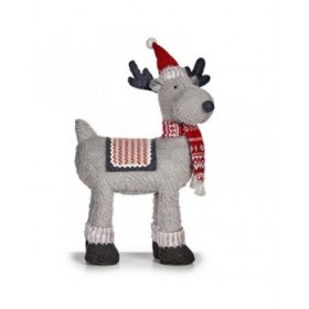 Statua Decorativa Renna di Natale Rosso Grigio 22 x 47 x 45 cm (4 Unità)