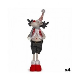 Statua Decorativa Renna di Natale Rosso Grigio Poliestere 13 x 65 x 18 cm (4 Unità)