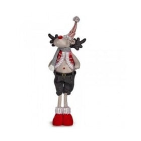 Statua Decorativa Renna di Natale Rosso Grigio Poliestere 13 x 65 x 18 cm (4 Unità)