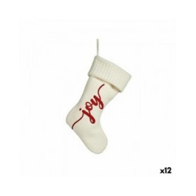 Decorazione Natalizia Joy Calza di Natale Bianco Stoffa 28 x 4 x 46 cm (12 Unità)