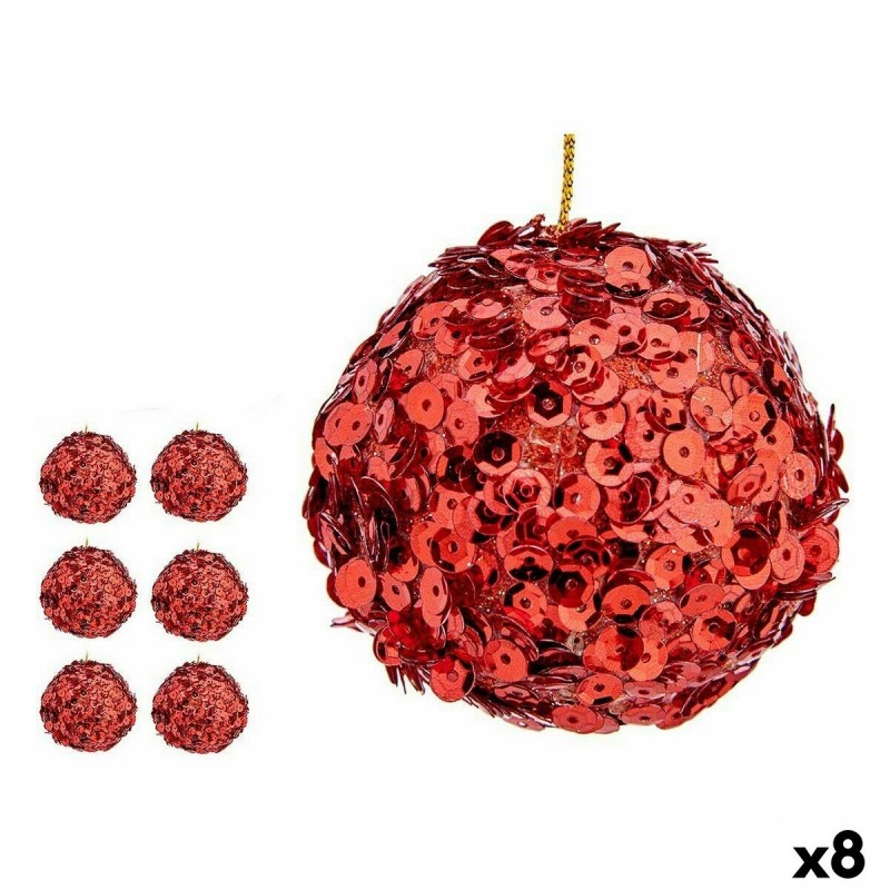Set di palline di Natale Krist+ 79545 Rosso Plastica Paillettes (8 Unità)