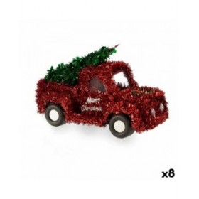 Statua Decorativa Flatbed truck Tinsel Rosso Verde polipropilene PET 15 x 18 x 27 cm (8 Unità)