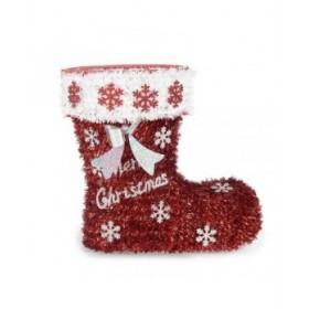 Statua Decorativa Stivale Tinsel Bianco Rosso polipropilene PET 26 x 27 x 14 cm (8 Unità)