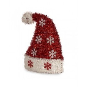 Statua Decorativa Cappello di Babbo Natale Tinsel Bianco Rosso polipropilene PET 17 x 23 x 9,5 cm (12 Unità)