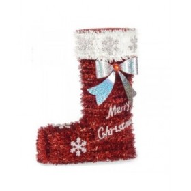 Statua Decorativa Calza di Natale Tinsel Bianco Rosso polipropilene PET 18 x 23 x 8 cm (12 Unità)