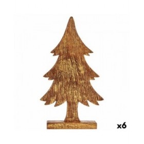 Statua Decorativa Albero di Natale Dorato Legno 5 x 39 x 22 cm (6 Unità)
