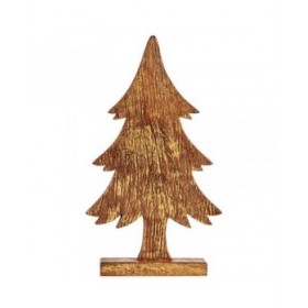 Statua Decorativa Albero di Natale Dorato Legno 5 x 39 x 22 cm (6 Unità)