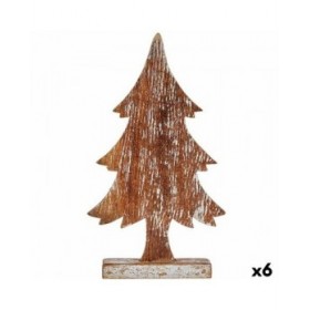 Statua Decorativa Albero di Natale Argentato Legno 5 x 39 x 21 cm (6 Unità)