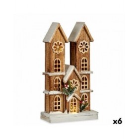 Statua Decorativa Luce Casa Bianco Marrone Legno 25 x 46 x 9 cm (6 Unità)