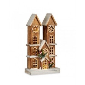 Statua Decorativa Luce Casa Bianco Marrone Legno 25 x 46 x 9 cm (6 Unità)