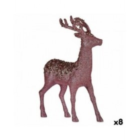 Statua Decorativa Renna di Natale Rosa Plastica 15 x 45 x 30 cm (8 Unità)