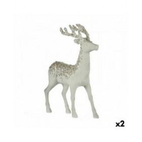 Renna di Natale Bianco Plastica 15 x 45 x 30 cm (2 Unità)