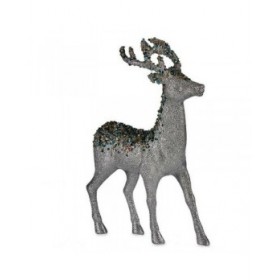 Statua Decorativa Renna di Natale Argentato Plastica 15 x 45 x 30 cm (2 Unità)