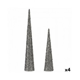 Set di Cifre Coni Paillettes Argentato Plastica (4 Unità)