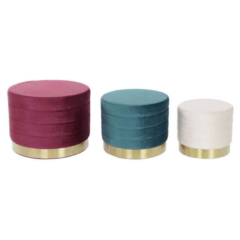 Poggiapiedi DKD Home Decor Multicolore Legno MDF Velluto 60 x 60 x 45 cm