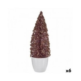 Statua Decorativa Albero di Natale Rosa Dorato Plastica 9 x 28 x 9 cm (6 Unità)
