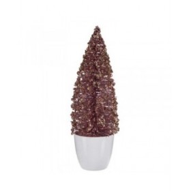 Statua Decorativa Albero di Natale Rosa Dorato Plastica 9 x 28 x 9 cm (6 Unità)