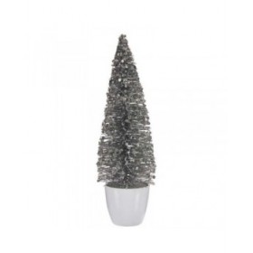 Statua Decorativa Albero di Natale Bianco Argentato Plastica 10 x 33 x 10 cm (6 Unità)