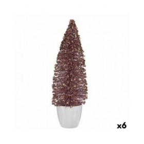 Statua Decorativa Albero di Natale Rosa Dorato 10 x 33 x 10 cm (6 Unità)