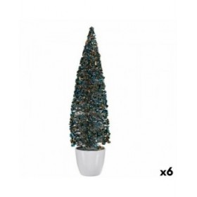 Statua Decorativa Albero di Natale Azzurro Dorato Plastica 10 x 38 x 10 cm (6 Unità)