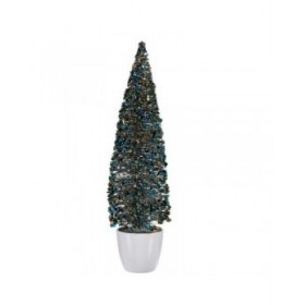 Statua Decorativa Albero di Natale Azzurro Dorato Plastica 10 x 38 x 10 cm (6 Unità)